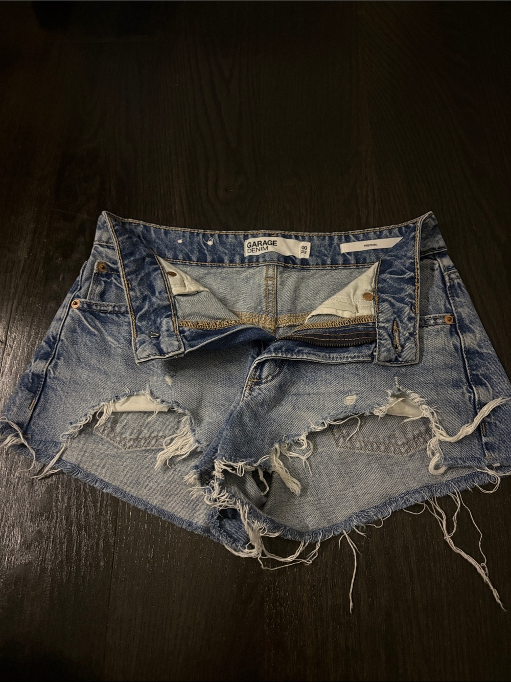 Garage Light Blue Distressed Jean Shorts